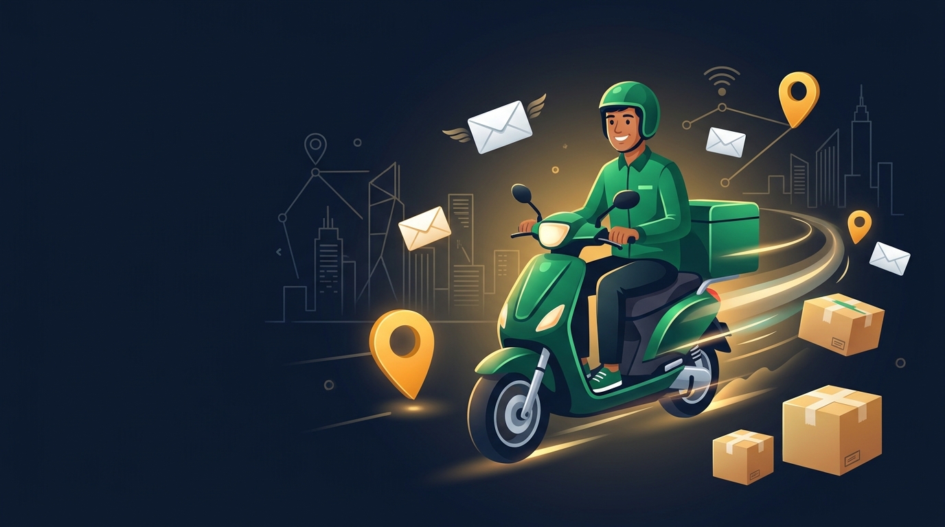 Indian Postal & Courier Delivery Illustration
